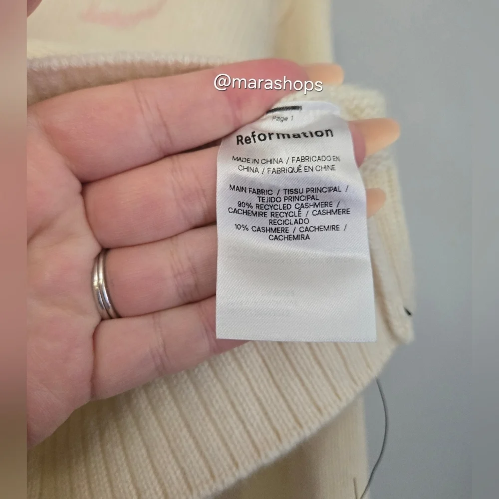 Reformation Harley Cashmere Embroidered Sweater